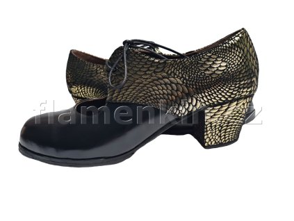 Boty Artefyl SONIQUETE černá kůže + fantasía dorada cubano