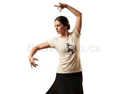 Tričko Bailaora krémové krátký rukáv tanečnice logo