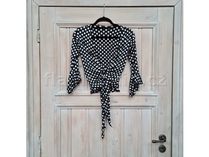 Bolerko černobílé puntíky 3 4 rukáv