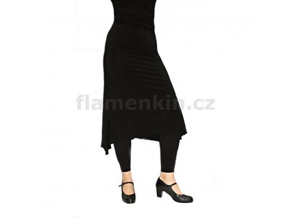 Krátká černá sukně na flamenco s cípy po stranách