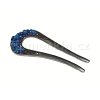 Metal Hair Fork Pin With Blue Rhinestones