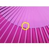 Fuchsia Medium Size Wooden Fan with Slightly Chipped Slat on the back