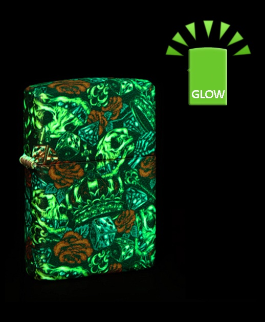 Glow in the Dark a Black Light povrchy Zippo