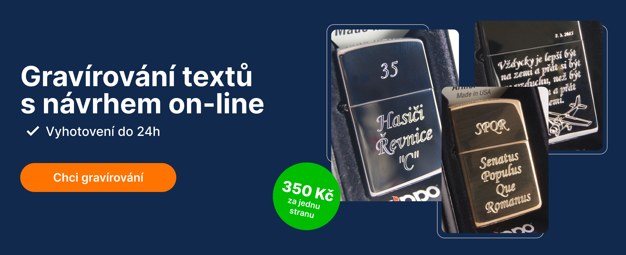 Gravírování textů s návrhem on-line