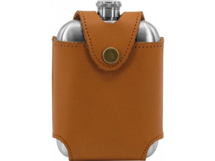 Ocelová kapesní lahev - kůže 97123