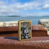 23075 zippo skull floral design