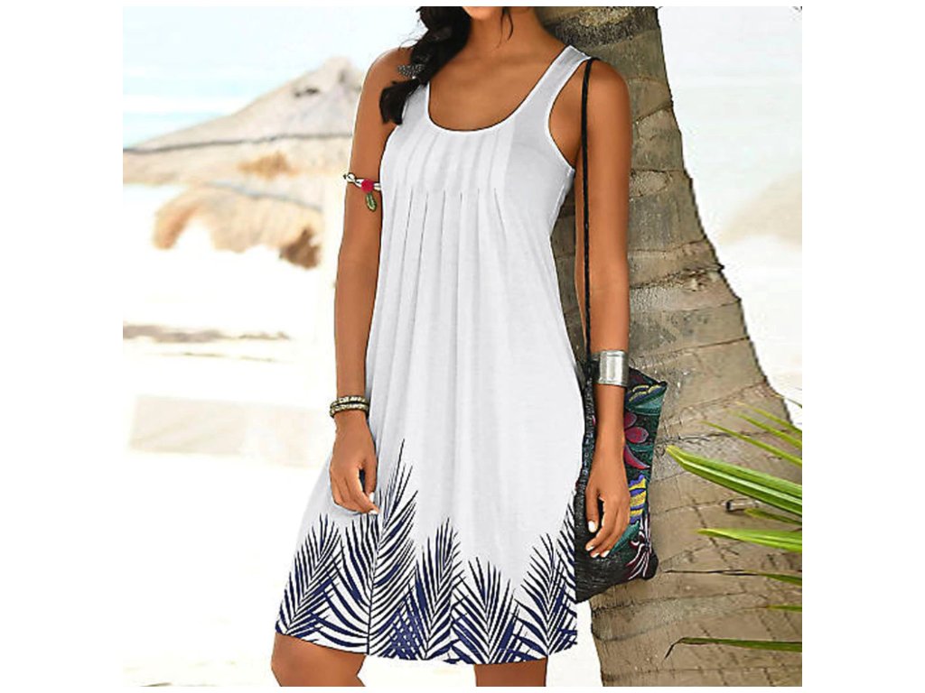 Dámské bílé letní pohodlné plážové šaty NEW - FLARO.CZ