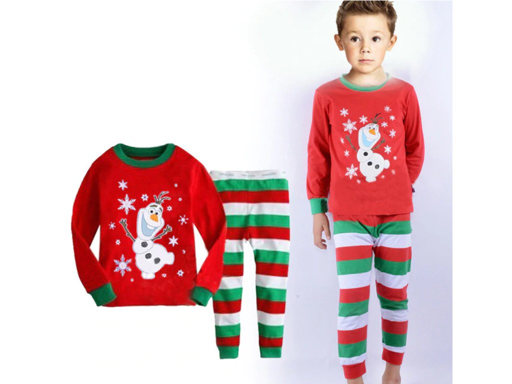 Dětské oblečení- vánoční pyžamo pro děti s OLAFEM- VÝPRODEJ SKLADU -  FLARO.CZ
