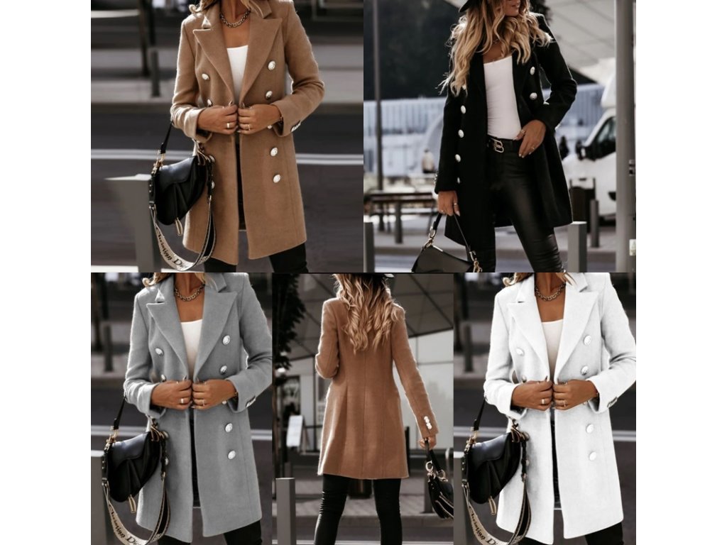 Dámské oblečení - dámský podzimní kabát zdobený knoflíky - kabát - dámské  zimní kabáty - dámské kabáty - FLARO.CZ