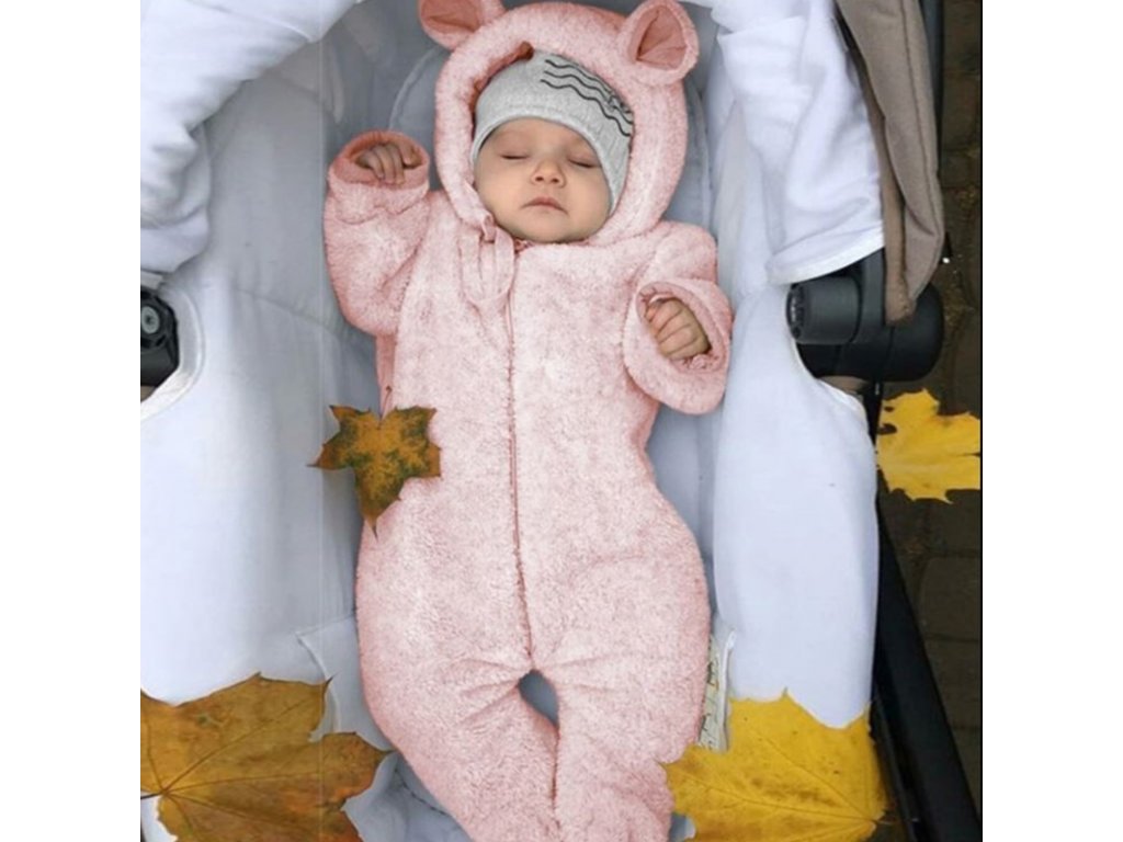 Dětské oblečení - novorozenecká zimní kombinéza s oušky - oblečení pro  miminka - dětská zimní kombinéza - FLARO.CZ