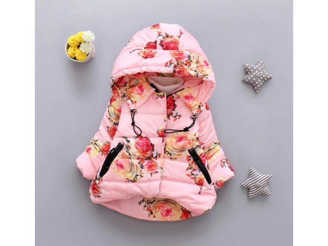 Pro děti- dívčí teplá růžová zimní bunda- VÝPRODEJ SKLADU