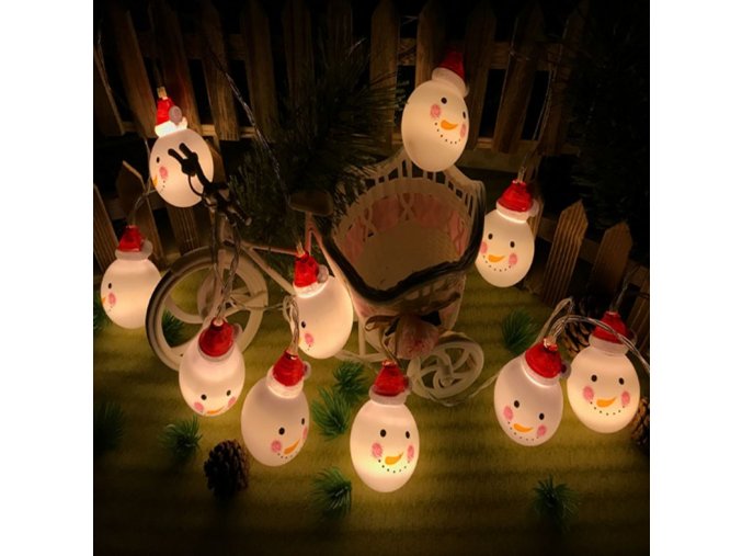Vánoční dekorace, LED světla- LED světělný řetěz sněhulák, 1m 10 LED