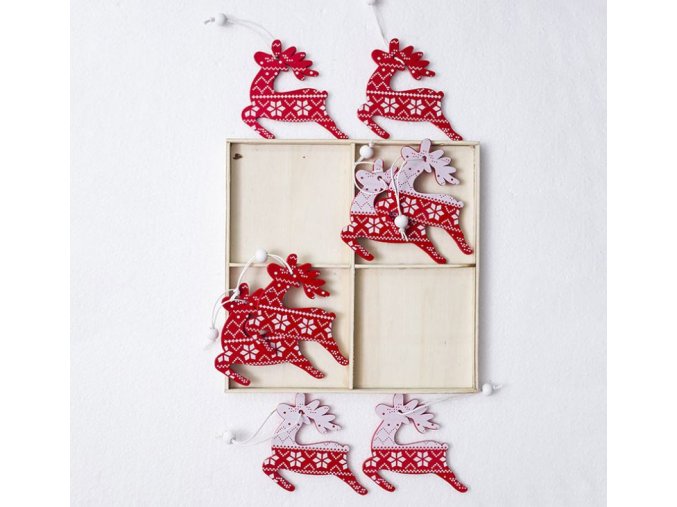 Vánoční dekorace- dřevěná Vánoční sada ozdob sob na stromeček nebo okna 12ks- Vánoce inspirace