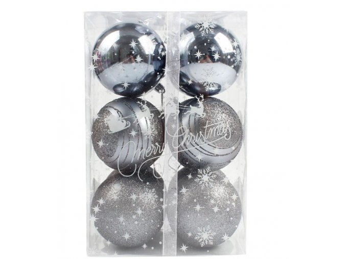 Vánoční dekorace- vánoční stříbrná sada ozdob s motivem vloček 12ks- VÝPRODEJ SKLADU