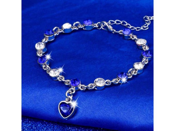 Pro ženy- elegantní náramek modrý s kamínky- Vhodný jako dárek k Vánocům pro přítelkyni