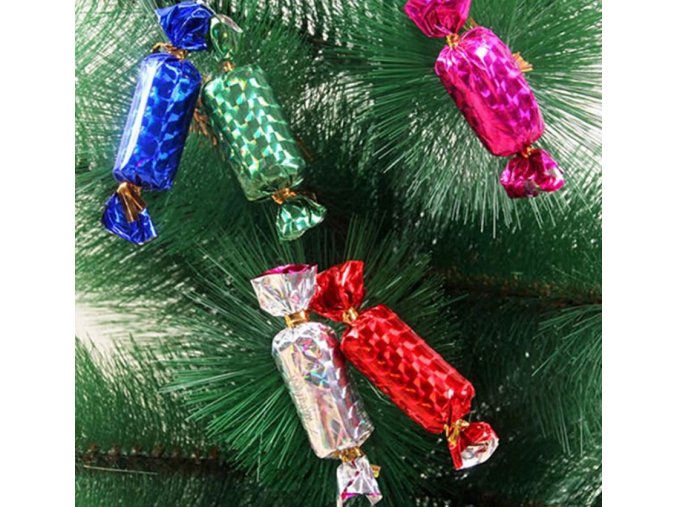 Vánoční dekorace- umělé barevné bonbony jako Vánoční dekorace na stromeček 12ks- VÝPRODEJ SKLADU