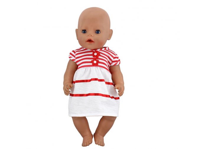 Hračky- bílé pruhované šatičky pro panenky- vhodný jako dárek k Vánocům