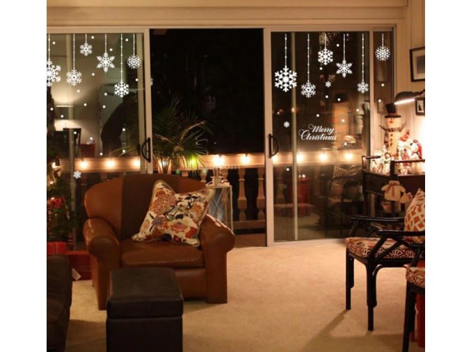 Vánoční dekorace- samolepky na okna vločky- VÝPRODEJ SKLADU