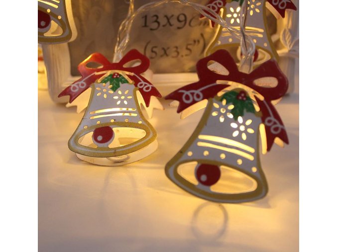 Vánoční dekorace - vánoční světýlka na okna zvonky 1,8m/10LED