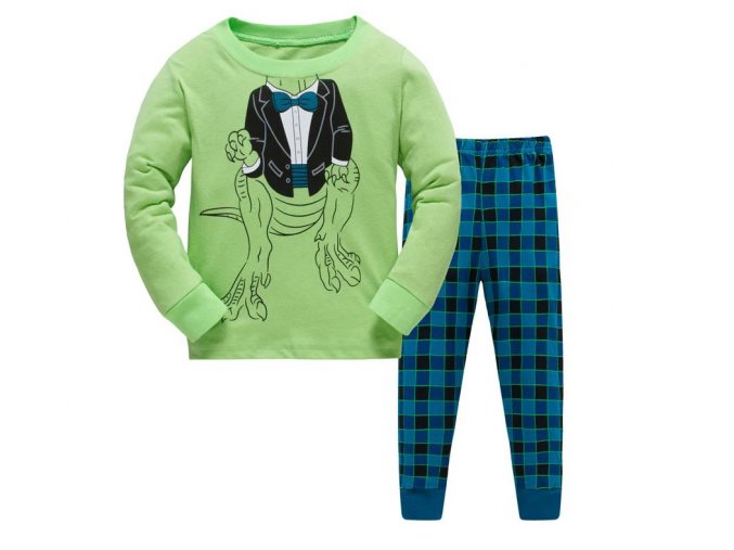 Dětské oblečení- kostkované zelené pyžamo pro chlapce - VÝPRODEJ SKLADU