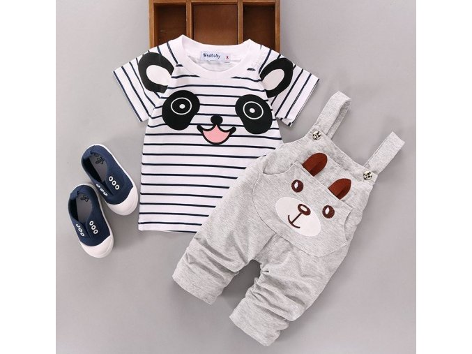 Dětské oblečení- dětský set tričko a kalhoty šedý- NÁPAD NA DÁREK