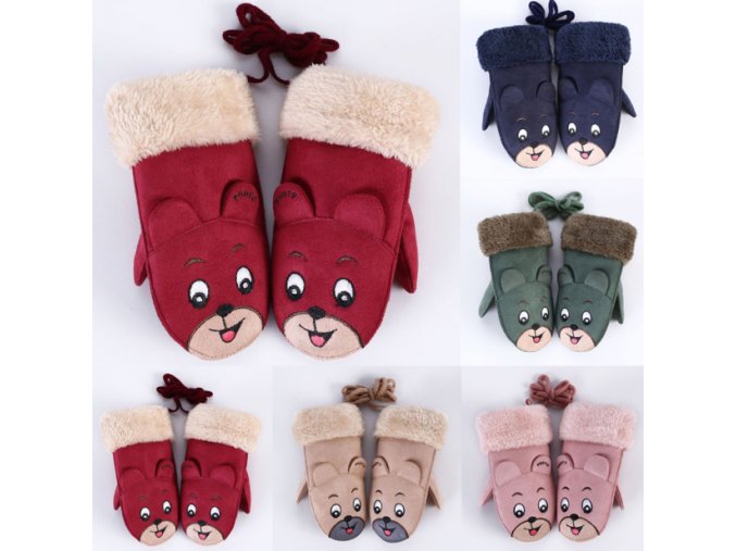 Pro děti- Medvídkové teplé zimní palčáky ve dvou barvách