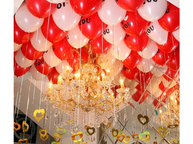 Balonky- nafukovací bílý a červený balonky I LOVE YOU 10ks- Výprodej skladu