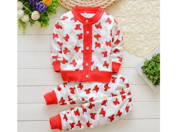 Dětské oblečení- teplý červený set pro dívky, mikina a kalhoty VÝPRODEJ SKLADU