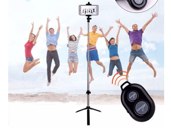 Selfie tyč se stativem a bluetooth dálkovým ovladačem na iphone, android ve více barvách- vhodný jako dárek