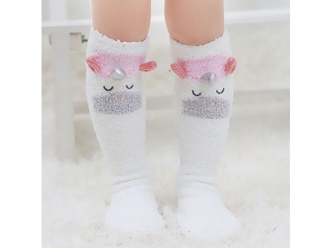 Dětské oblečení- krásné teplé dlouhé ponožky s motivem JEDNOROŽCE- VÝPRODEJ SKLADU
