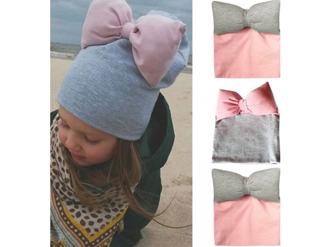 Dětské oblečení- čepice s mašlí pro děvčata 2 barvy