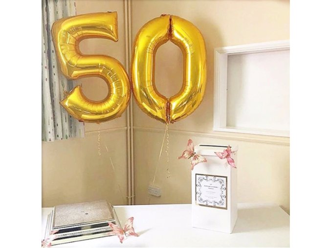 Fóliové balonky s desetinnými čísly zlaté vhodné na narozeniny, párty