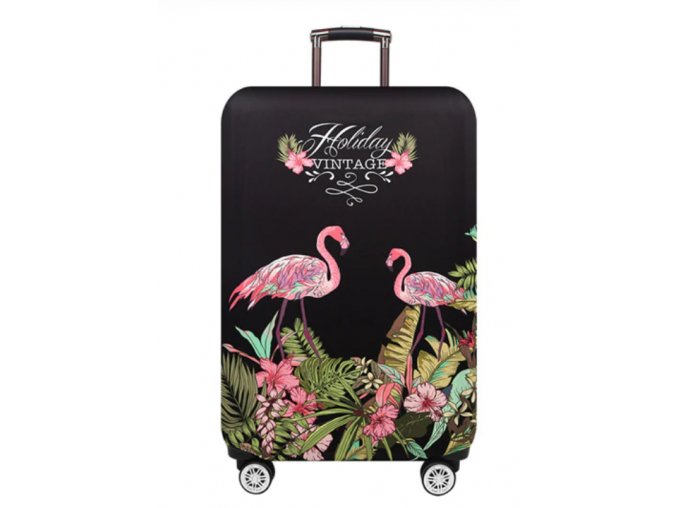 Elastický potah na kufr, zavazadlo čtyři velikosti Holiday Plameňák
