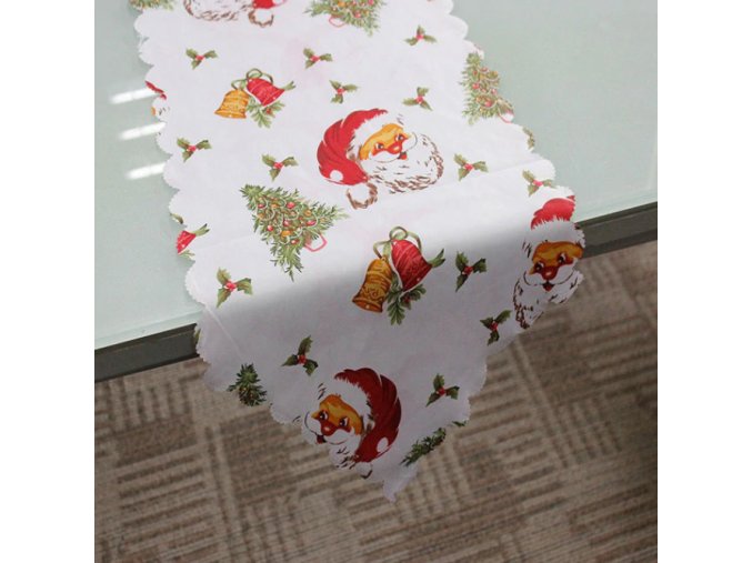 Vánoční ubrus, běhoun na stůl bílý 180*36 cm