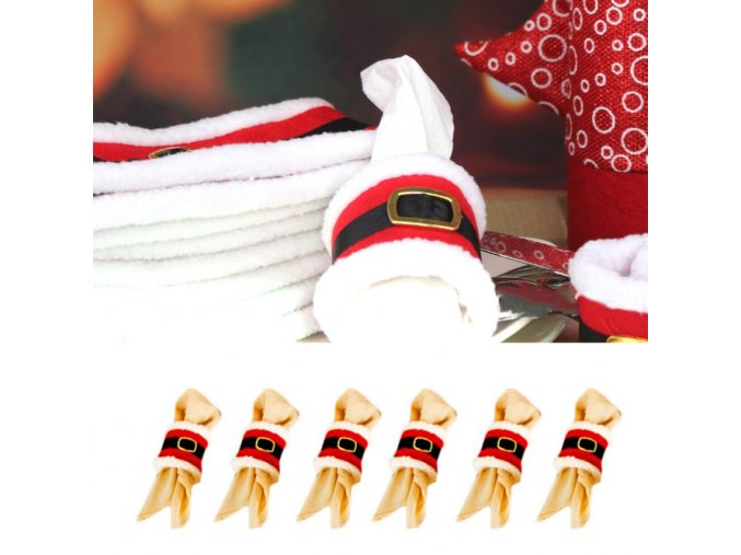 Vánoční dekorace- dekorační kroužky na ubrousky 6 ks/ set