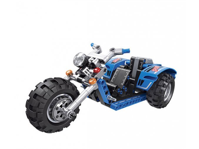 Hračky- Stavebnice, model motorka modrá- vlastní sestavení 178 ks