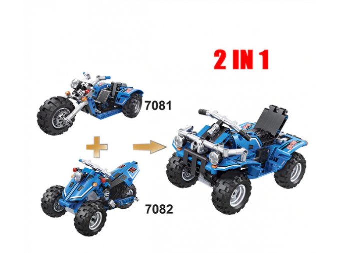 Hračky- Stavebnice, 2v1 model čtyřkolka- vlastní sestavení 178 + 172 ks