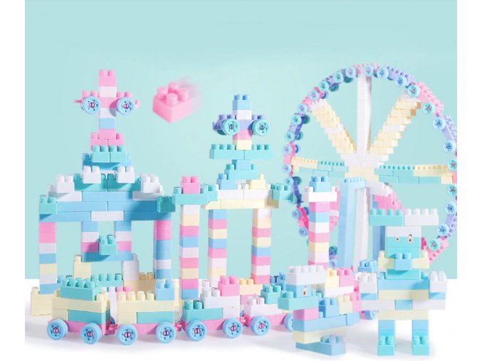 Dětské hračky- stavebnice 100ks v pastelových barvách- Dárky pro děti