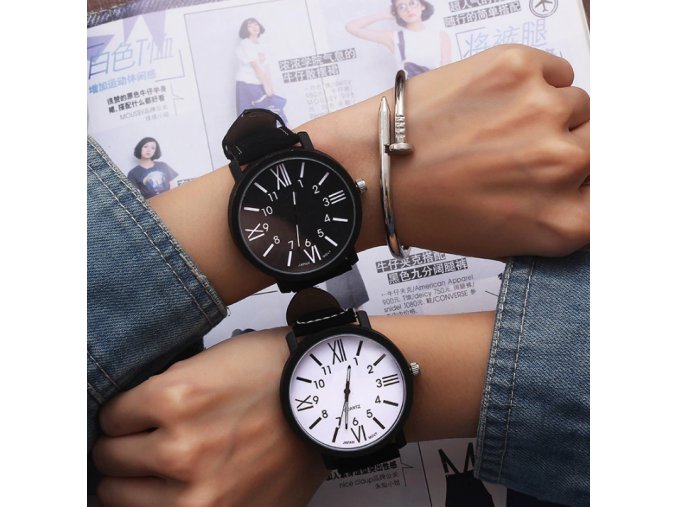 Dámské hodinky- dámské dívčí hodinky náramkové černé, bílé - Dárky pro ženy a dívky