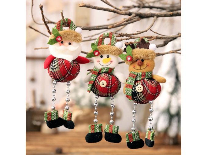 Vánoční dekorace na zavěšení- Santa, Sob, Sněhulák- Dekorace na stromeček
