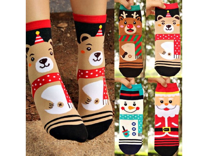 Dívčí vánoční ponožky- ponožky s vánočním motivem pro dívky a ženy