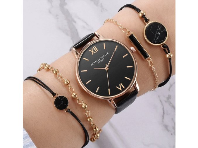 Pro ženy- dámské luxusní elegantní hodinky s náramky 5ks / set AKCE