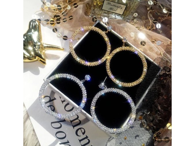 Pro ženy- Luxusní náušnice kruhy s kamínky dvě barvy
