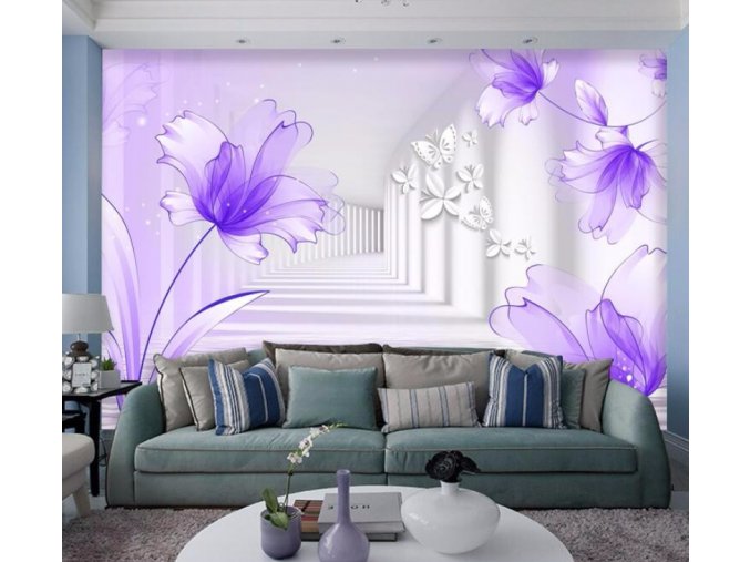 Tapety na zeď- 3D moderní fialová samolepící tapeta VÝPRODEJ SKLADU