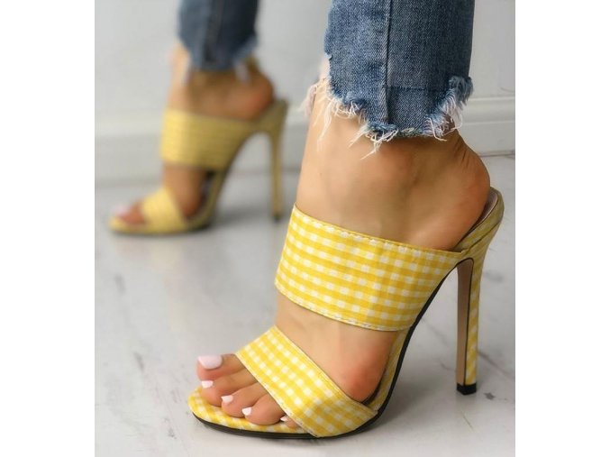 Dámské boty- Luxusní dámské letní boty na podpatku žluté, modré