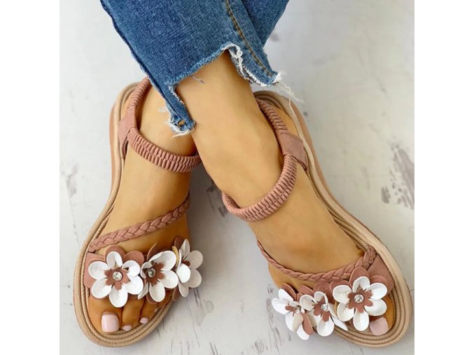 Dámské boty- Dámské letní sandály s květy více barev