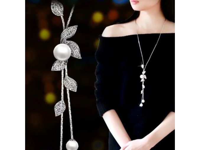 Pro ženy- dlouhý luxusní řetízek s přívěškem s perlami - Dárky pro ženy