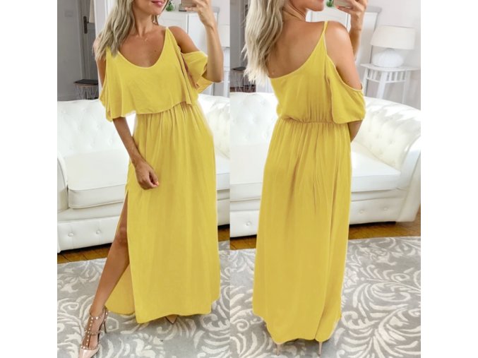 Dámské žluté dlouhé letní šaty NEW