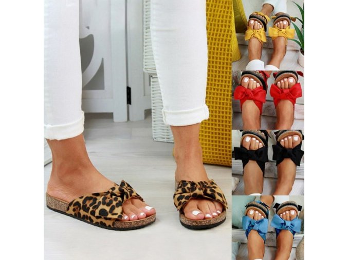Dámské boty - pantofle - letní pantofle s mašlí - více barev - výprodej skladu