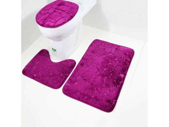 Koupelna - záchod - růže - koupelnové předložky - koupelnové předložky set s 3D vzorem mušlí